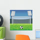 Soccer detailed goal and field. Vector illustration. Wall Mural