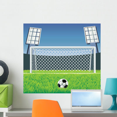Soccer Detailed Goal and Wall Mural shown on a wall