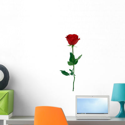 Red Rose Wall Decal shown on a wall
