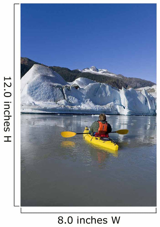 A Kayaker Paddles The Icy Waters Of Mendenhall Lake Wall Mural