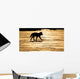 Silhouetted Archipelago Wolf Trotting Across Snow Field Wall Mural