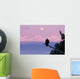 A Bald Eagle Perched On A Branch With The Moon Set At Sunrise Wall Mural