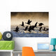 Canada Geese Take Flight On A Misty Winter Morning In Sub Zero Temps Wall Mural