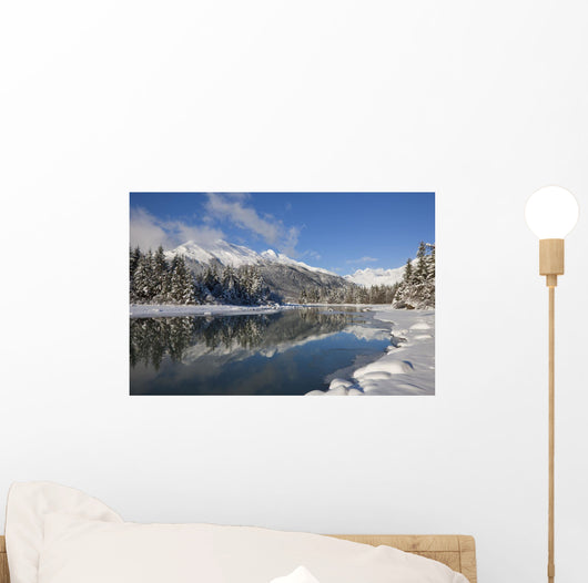 Scenic Winter Landscape Of Mendenhall River Wall Mural