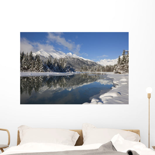 Scenic Winter Landscape Of Mendenhall River Wall Mural