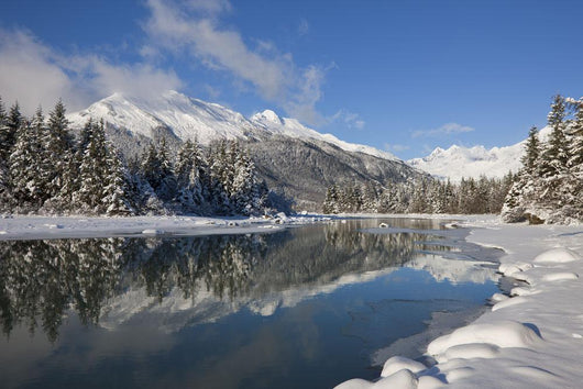 Scenic Winter Landscape Of Mendenhall River Wall Mural