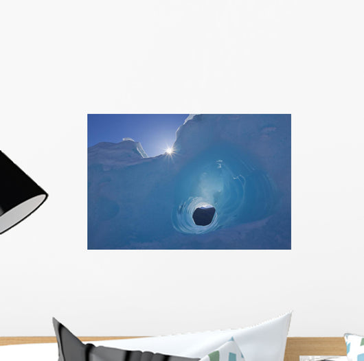 Small Tunnel Eroded In An Iceberg Frozen In Mendenhall Lake Wall Mural