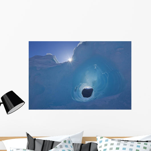 Small Tunnel Eroded In An Iceberg Frozen In Mendenhall Lake Wall Mural