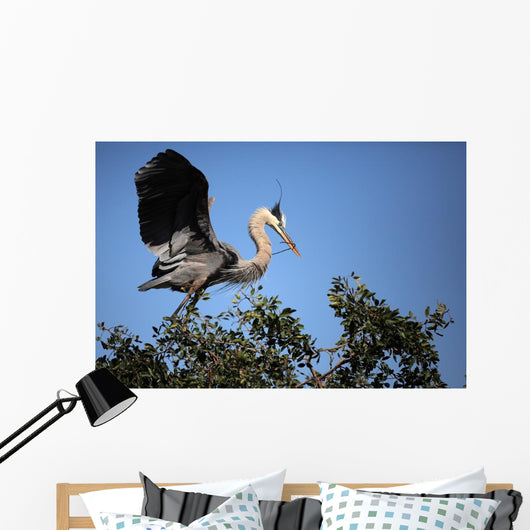 Great Blue Heron Returning Wall Mural
