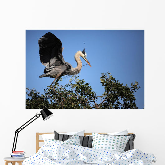 Great Blue Heron Returning Wall Mural