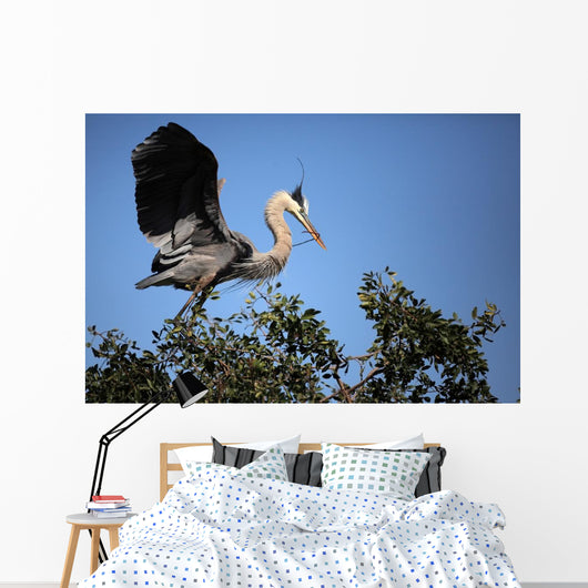 Great Blue Heron Returning Wall Mural