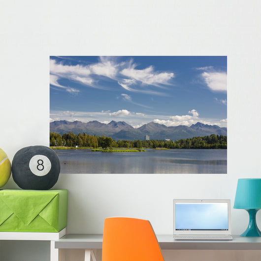 Panoramic View Over Westchester Lagoon With The Chugach Mountains Wall Mural