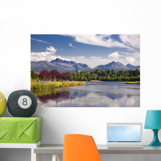 View Over Westchester Lagoon And The Chugach Mountains During Summer Wall Mural