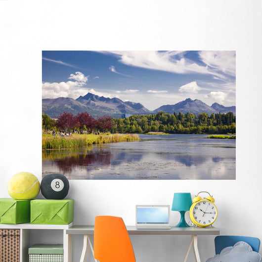 View Over Westchester Lagoon And The Chugach Mountains During Summer Wall Mural