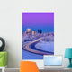 Alpenglow Over The Anchorage Skyline With The Lights From Traffic Wall Mural