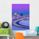 Alpenglow Over The Anchorage Skyline With The Lights From Traffic Wall Mural
