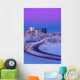 Alpenglow Over The Anchorage Skyline With The Lights From Traffic Wall Mural