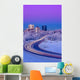 Alpenglow Over The Anchorage Skyline With The Lights From Traffic Wall Mural