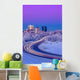 Alpenglow Over The Anchorage Skyline With The Lights From Traffic Wall Mural