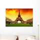 tour eiffel et ciel de feu Wall Mural