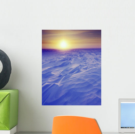Sunset Over Wind-Carved Snow Drifts North Slope Arctic Ak Wall Mural