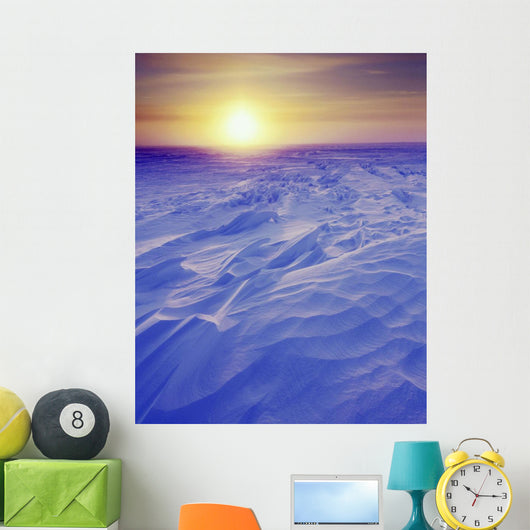 Sunset Over Wind-Carved Snow Drifts North Slope Arctic Ak Wall Mural