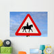 accompanied horses or ponies, warning road sign. Wall Mural