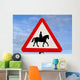 accompanied horses or ponies, warning road sign. Wall Mural