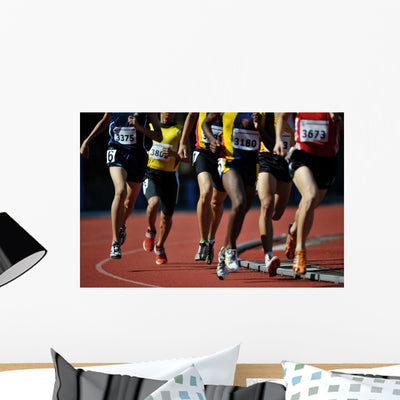 Running Track Wall Mural shown on a wall