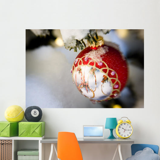 Up Christmas Ornament Hanging Wall Mural