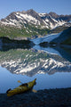 Kayak On The Beach In Shoup Bay With Shoup Glacier Reflected Wall Mural