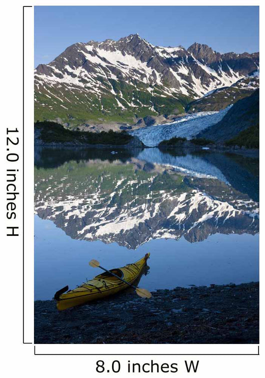 Kayak On The Beach In Shoup Bay With Shoup Glacier Reflected Wall Mural
