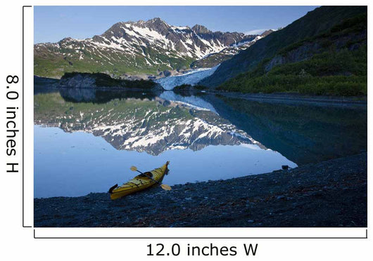 Kayak On The Beach In Shoup Bay With Shoup Glacier Reflected Wall Mural