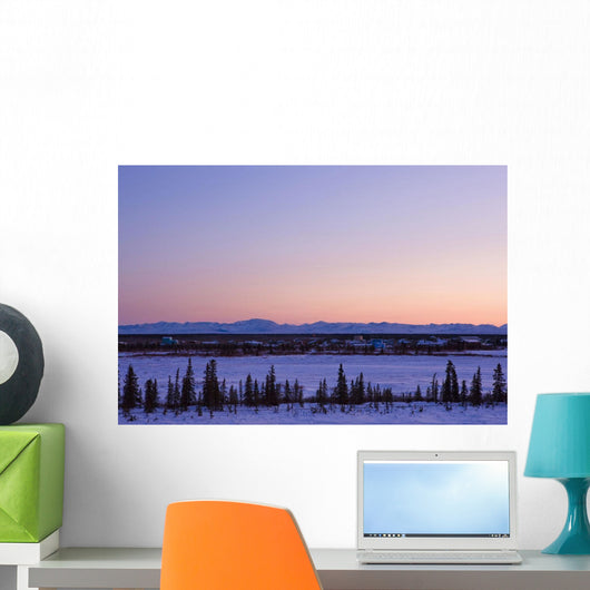 Sunset Over A Barren Landscape Wall Mural