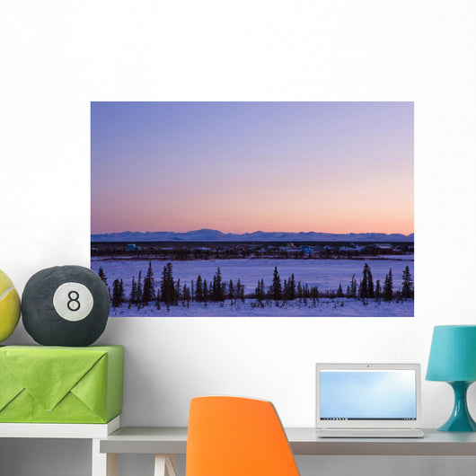 Sunset Over A Barren Landscape Wall Mural