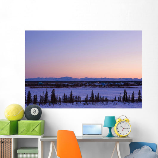 Sunset Over A Barren Landscape Wall Mural