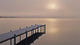 A Foggy Sunrise Over A Dock In Lake Whatcom During Winter Wall Mural