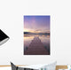 Footprints Leading Down A Frost Coverd Dock At Sunrise Wall Mural