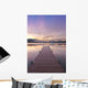 Footprints Leading Down A Frost Coverd Dock At Sunrise Wall Mural