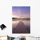 Footprints Leading Down A Frost Coverd Dock At Sunrise Wall Mural