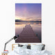 Footprints Leading Down A Frost Coverd Dock At Sunrise Wall Mural