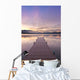 Footprints Leading Down A Frost Coverd Dock At Sunrise Wall Mural
