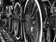 Train Wheels in Black and White Wall Mural