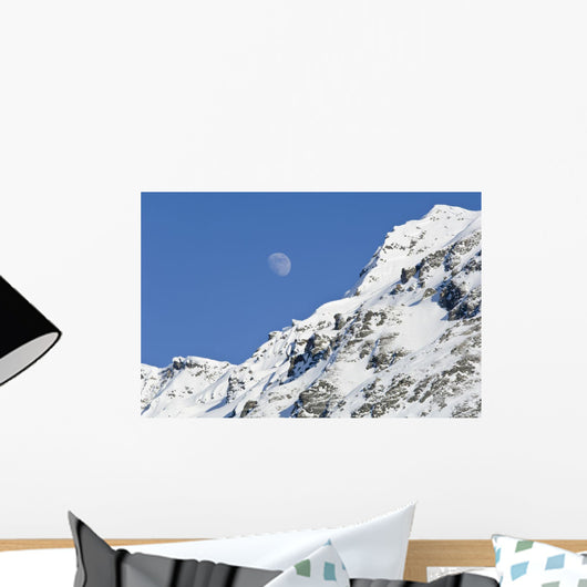 Moon Rising over Snow Wall Decal