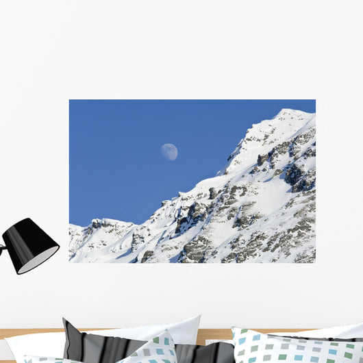 Moon Rising over Snow Wall Decal