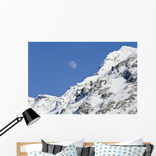Moon Rising over Snow Wall Decal