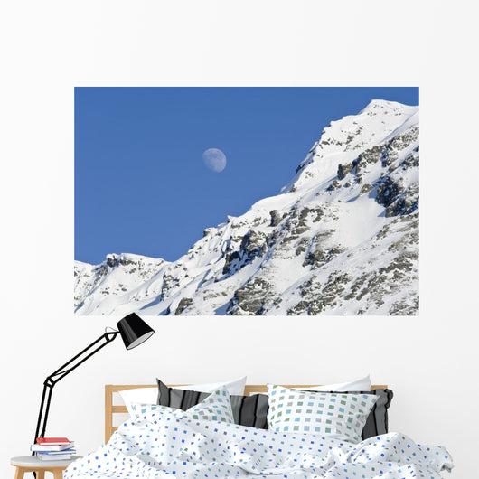 Moon Rising over Snow Wall Decal