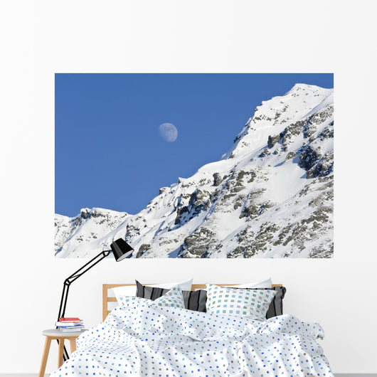 Moon Rising over Snow Wall Decal