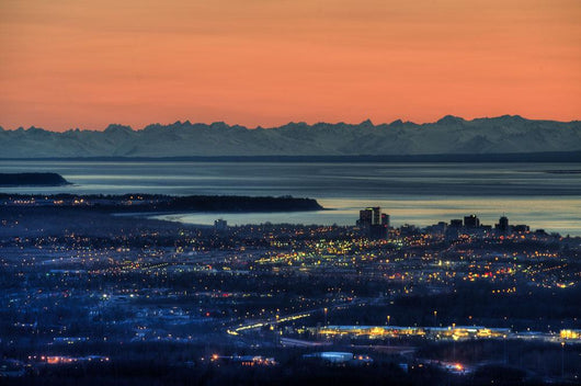 Anchorage Skyline Sunset with Wall Decal