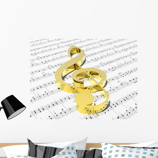 Treble Clef Sheet Printed Wall Mural